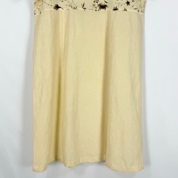 Vintage Tropism Women's Floral Mixed Media Dress Medium Yellow - Picture 3 of 10